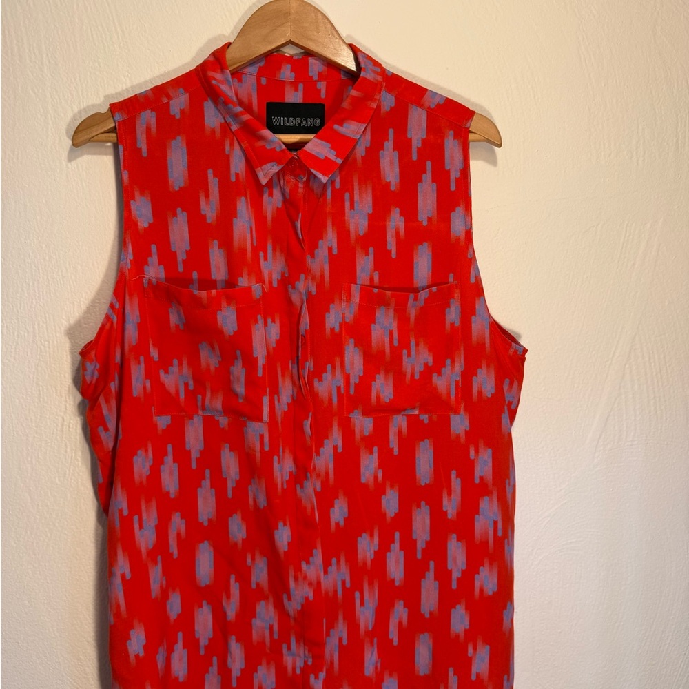 Wildfang The Empower Sleeveless Button Down in bright red